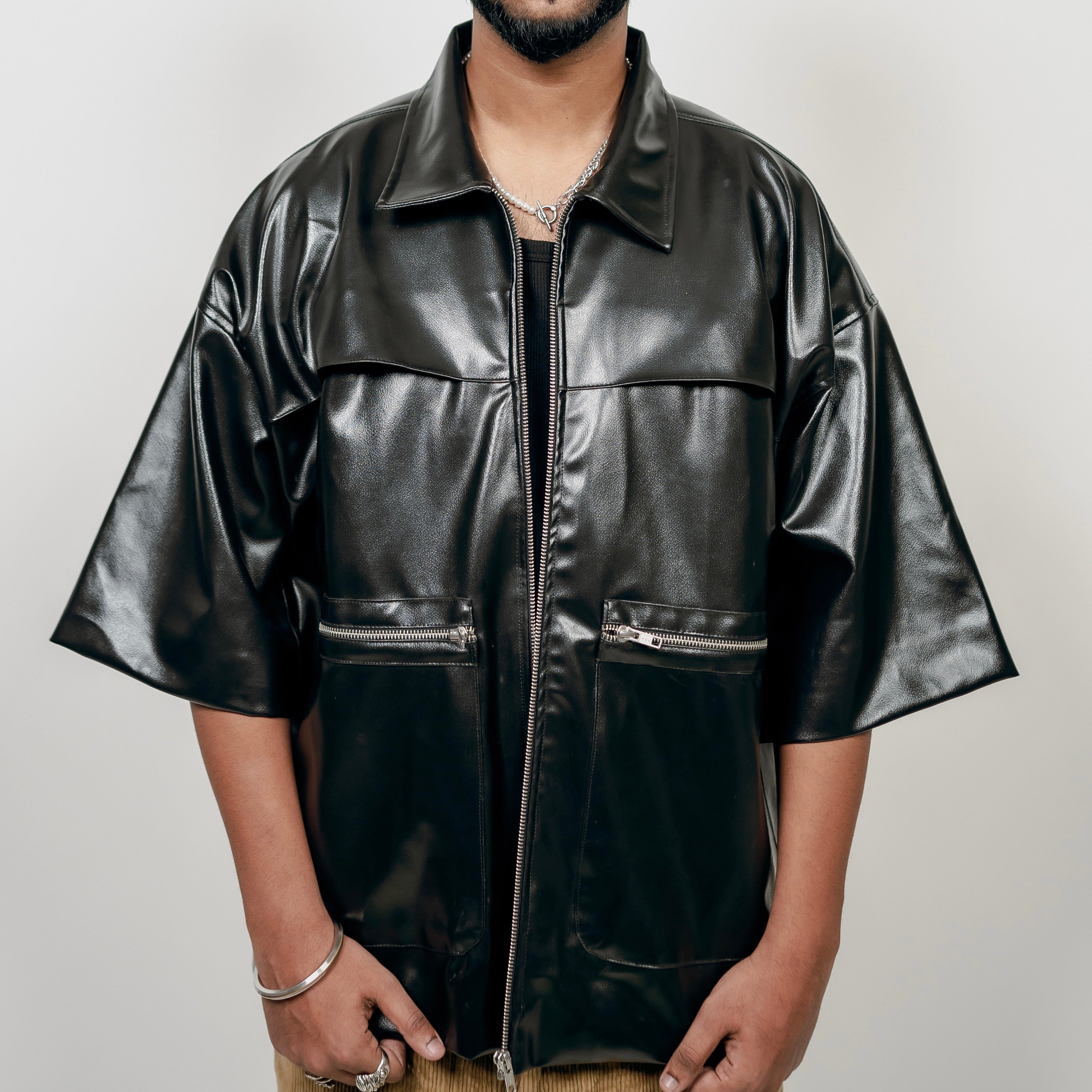 Leather Black Zipper