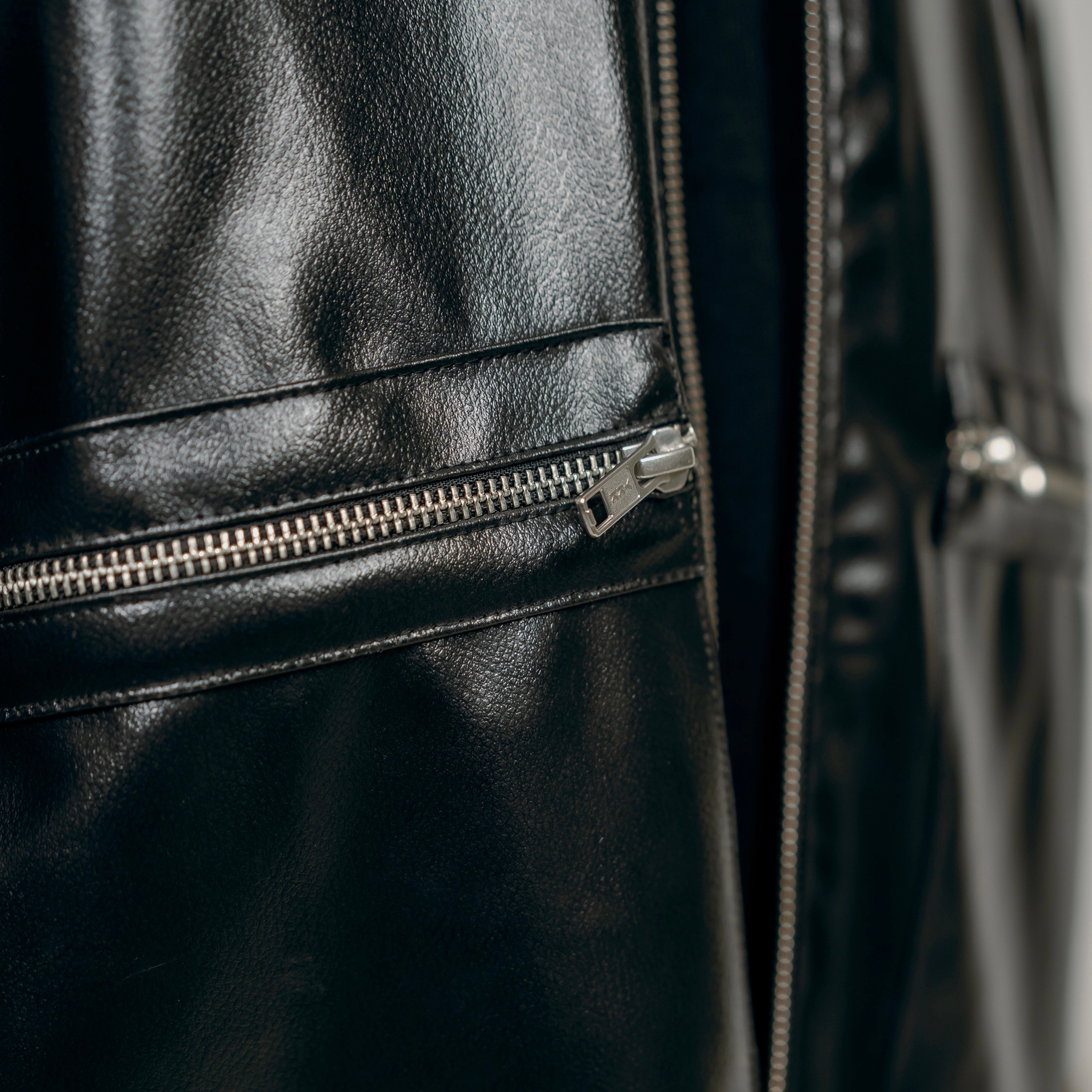 Leather Black Zipper