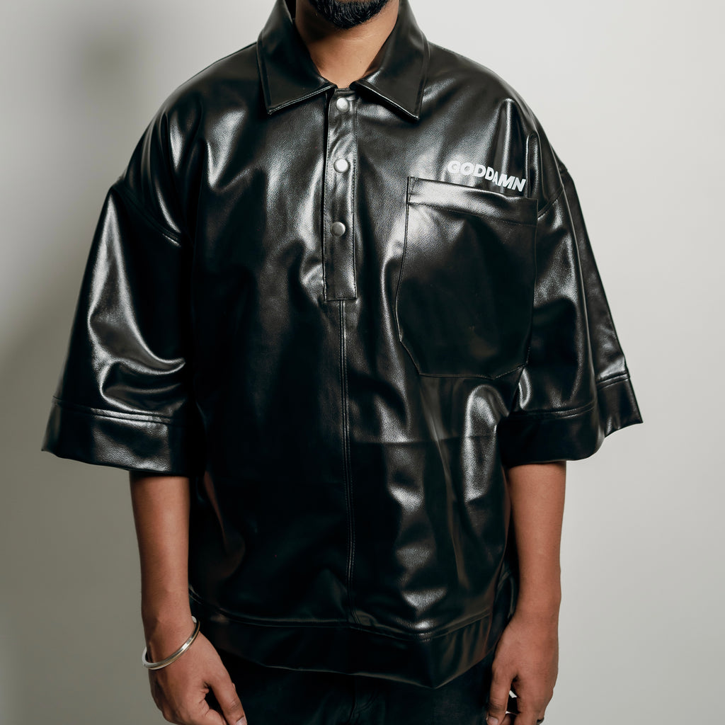 Classy black leather shirt