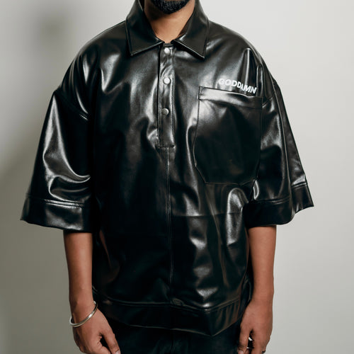 Classy black leather shirt