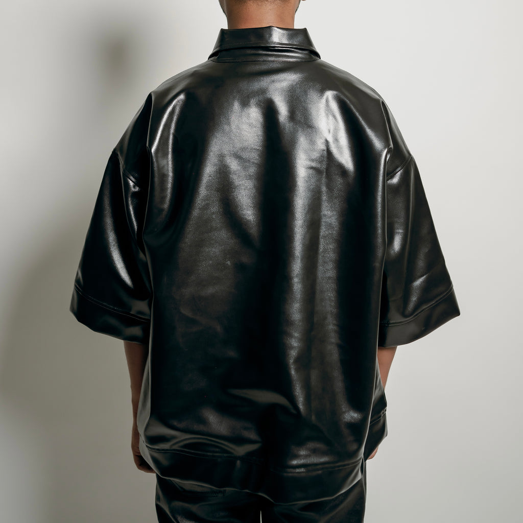 Classy black leather shirt