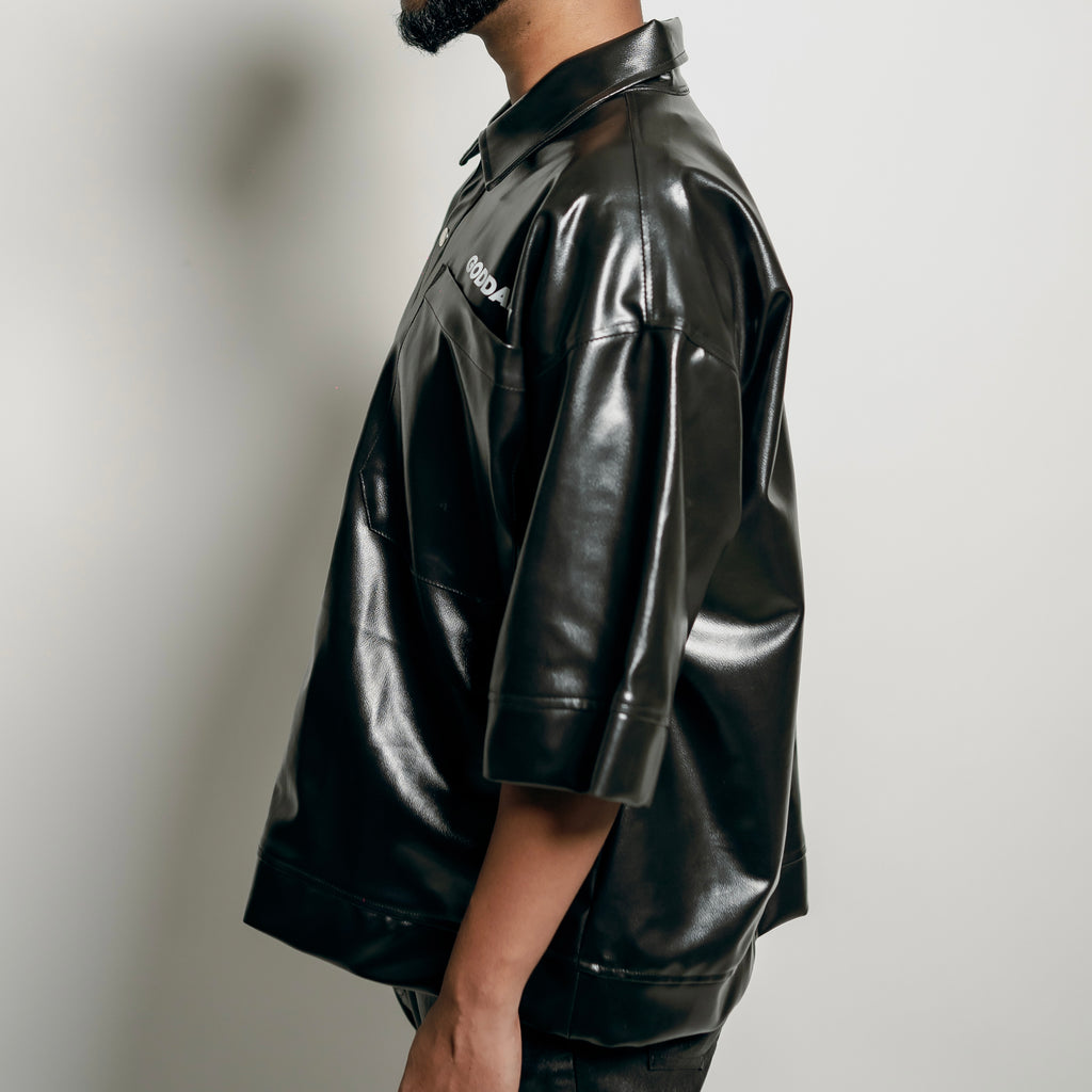 Classy black leather shirt