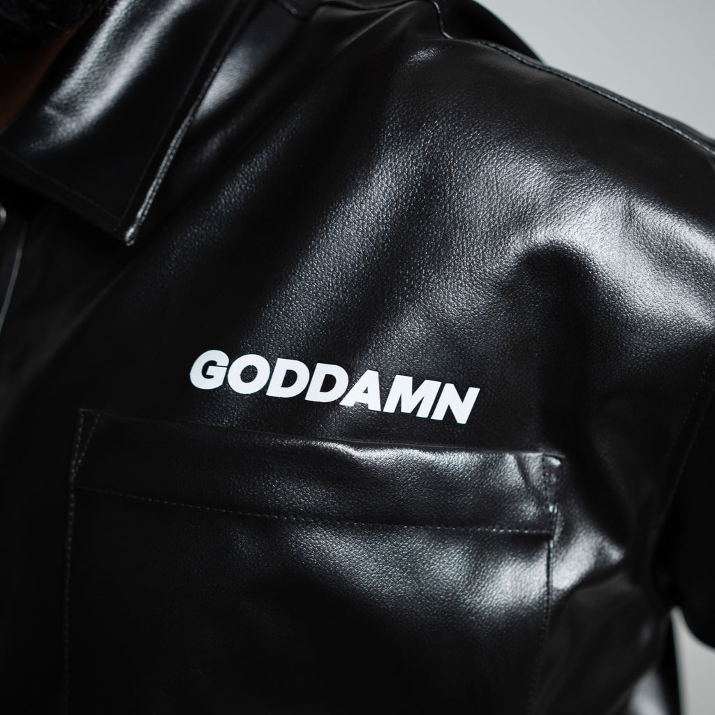 Classy black leather shirt