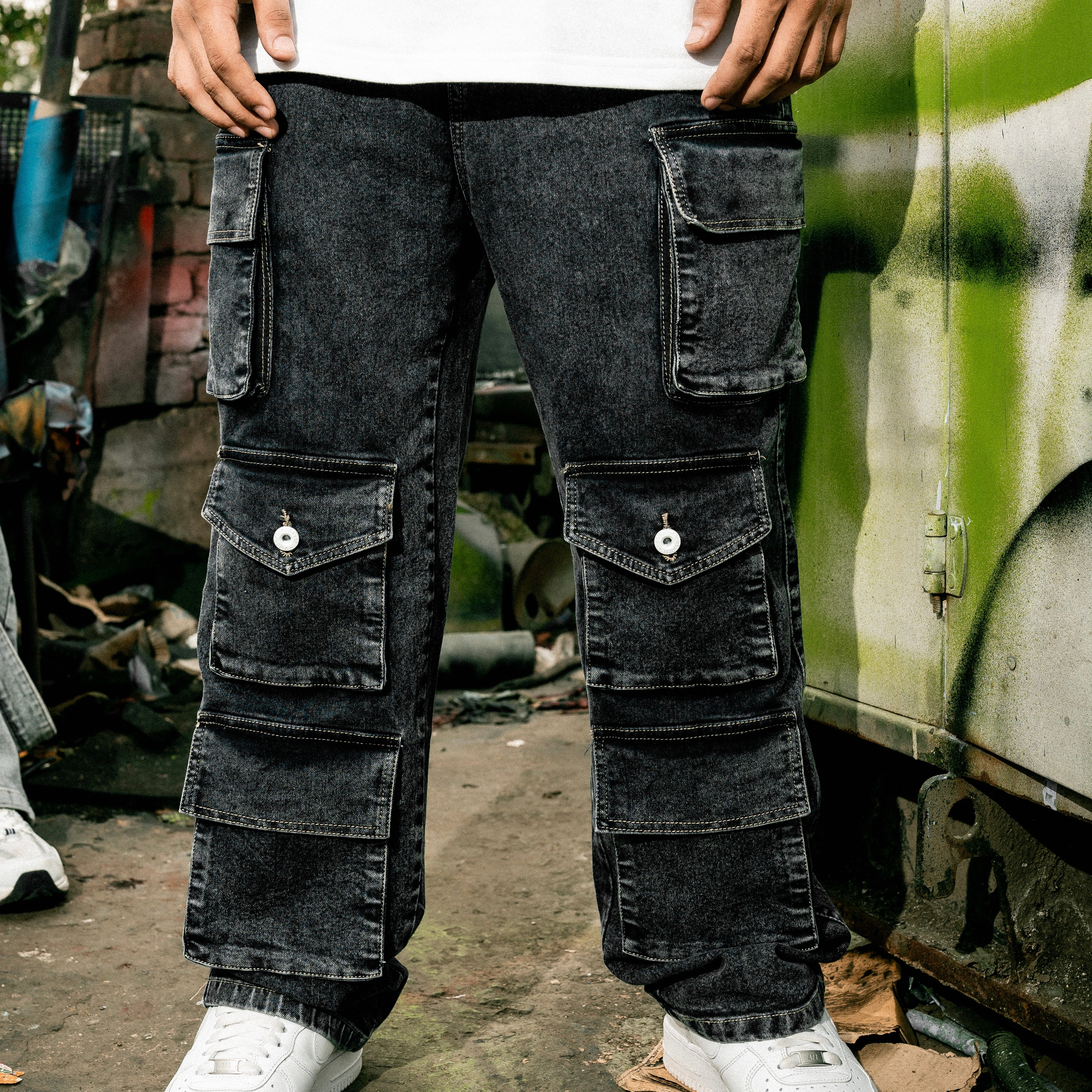 Washed Multi Pocket Jeans
